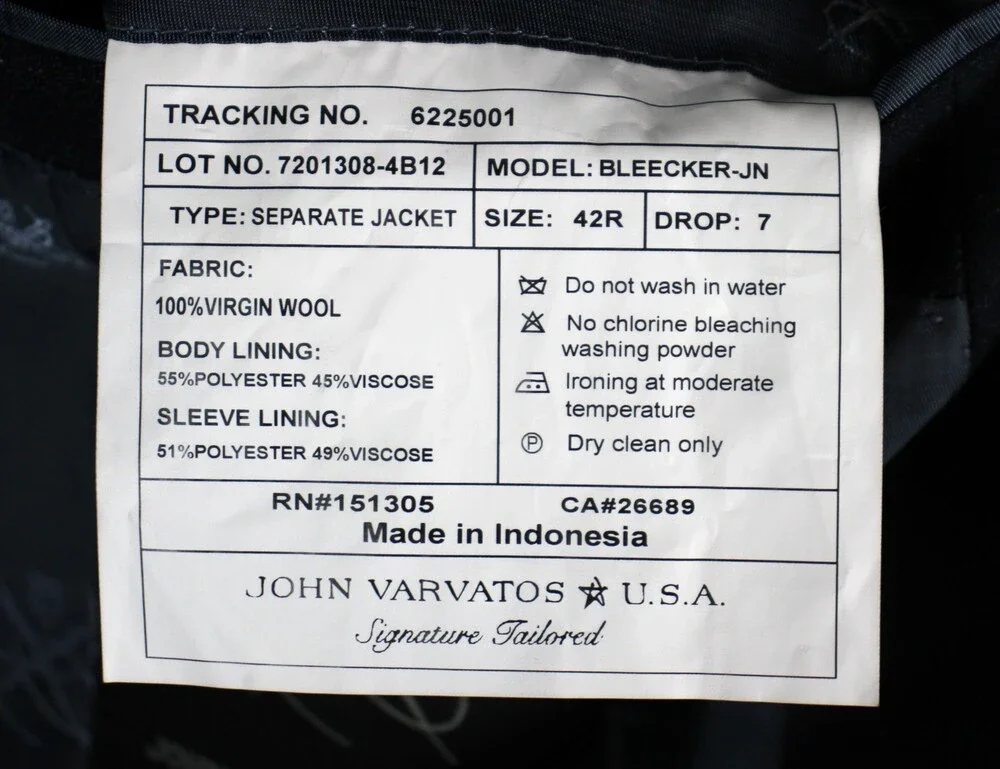 John Varvatos Bleecker Jacket Mens 42 R Navy Crepe Reda Wool Blazer Sport Coat